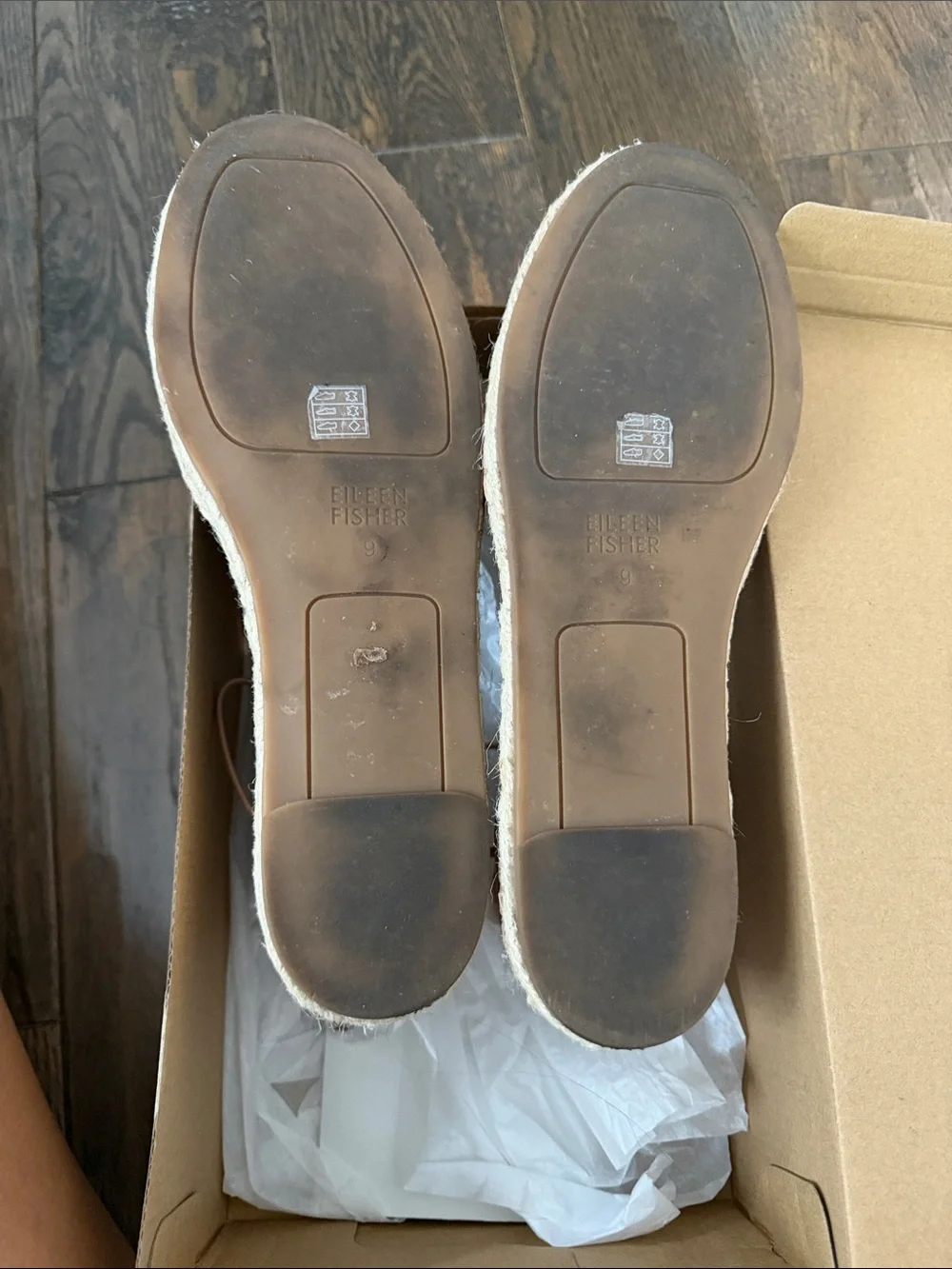 Eileen Fisher Peach Leather Espadrille Wrap Flats
